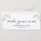 Zwarte Calligraphy Groene Neem Uw Plaats Topkaart Kaart (Achterkant)