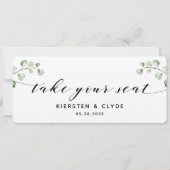 Zwarte Calligraphy Groene Neem Uw Plaats Topkaart Kaart (Voorkant)