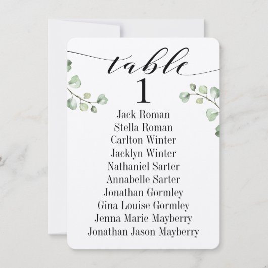 Zwarte Calligraphy Groene Zitplaatskaart Kaart 10 (Voorkant)