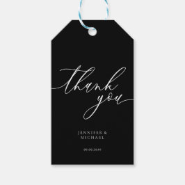 Zwarte Calligraphy Handtekening Dank U Cadeaulabel