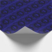 Zwarte Cameo Damask Skulls op Navy Wrapping Paper Cadeaupapier (Hoek)