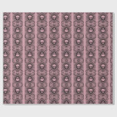 zwarte Cameo Damask Skulls op roze inpakpapier (Vlak)