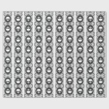 Zwarte Cameo Damask Skulls op wit inpakpapier