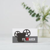 Zwarte camera en QR-code filmmaker Visitekaartje (Staand voorkant)