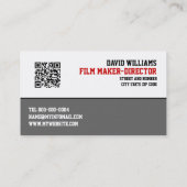 Zwarte camera en QR-code filmmaker Visitekaartje (Achterkant)