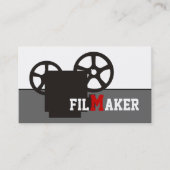 Zwarte camera en QR-code filmmaker Visitekaartje (Voorkant)