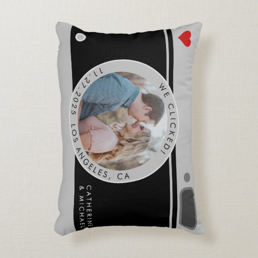 Zwarte Camerafoto Unieke Huwelijksverjaardag Accent Kussen (Voorkant(Verticaal))
