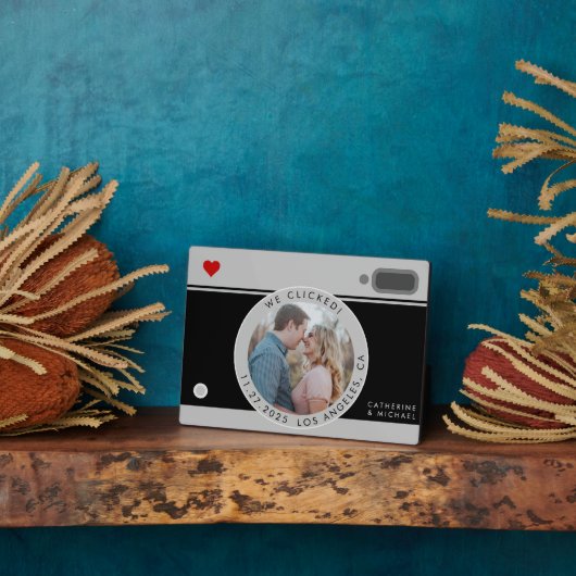 Zwarte Camerafoto Unieke Huwelijksverjaardag Fotoplaat (Zijkant)