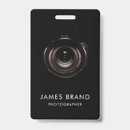 Zwarte Cameralens Fotograaf ID Badge (Voorzijde)