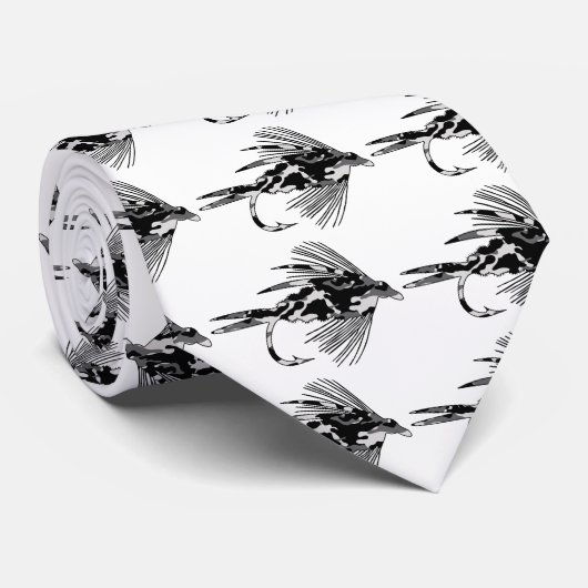 Zwarte Camo Fly Fishing lure Stropdas (Opgerold)