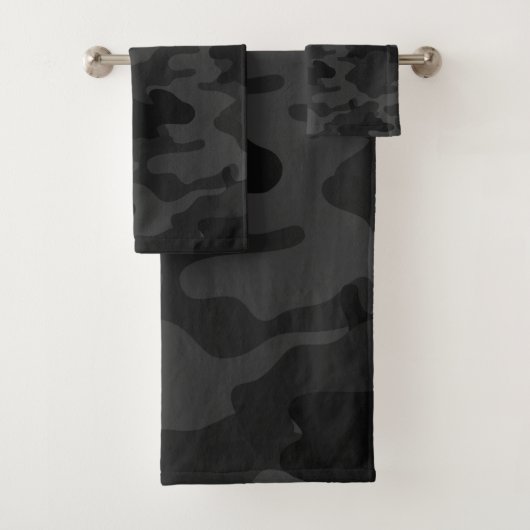 Zwarte Camouflage Bad Handdoek (Insitu)