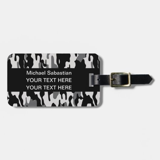 Zwarte Camouflage Bagagelabel (Voorkant horizontaal)