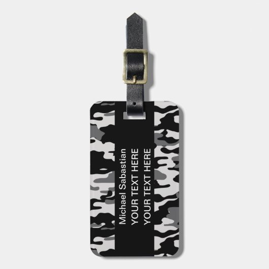 Zwarte Camouflage Bagagelabel (Voorkant verticaal)