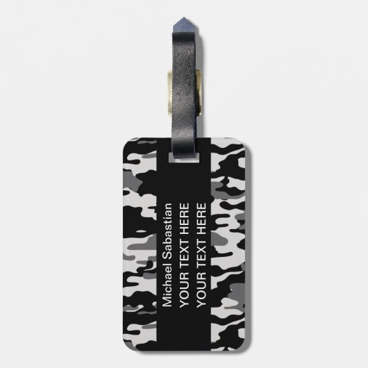 Zwarte Camouflage Bagagelabel (Achterkant verticaal)