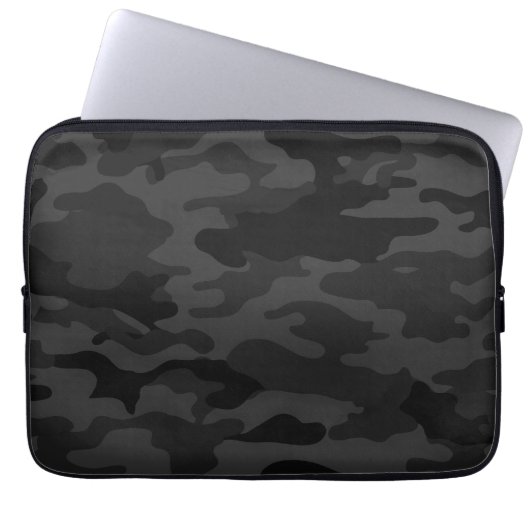Zwarte Camouflage Laptop Sleeve (Voorkant)