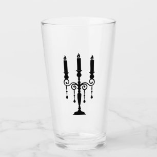 Zwarte candelabra-afdruk glas