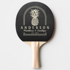 Zwarte Canvas Ananas Trouwboog & Naam Tafeltennisbatje