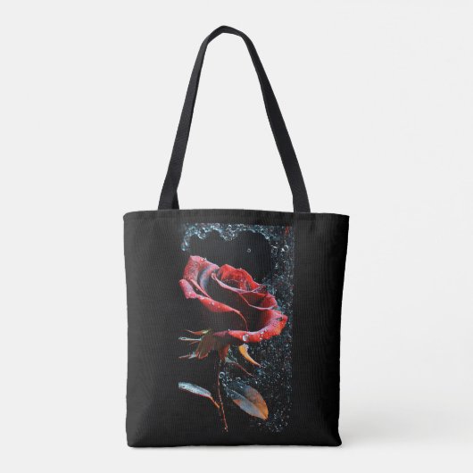 "Zwarte Canvas tas met Red Rose Design" (Achterkant)