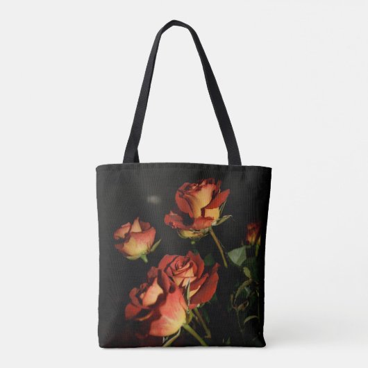 zwarte Canvas tas met rode rozen (Achterkant)