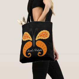 Zwarte canvas tas met vlinder.