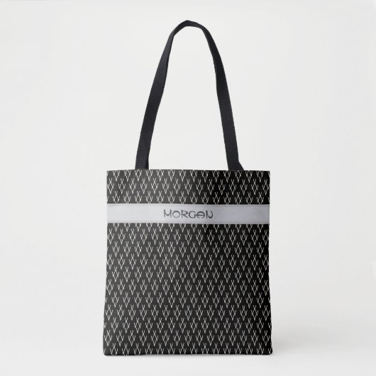 Zwarte Canvas tas met wit "V"-patroon (Voorkant)