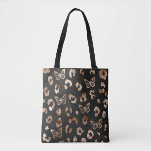 Zwarte Canvas tas van Butterfly Leopard