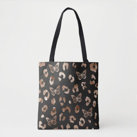 Zwarte Canvas tas van Butterfly Leopard (Voorkant)