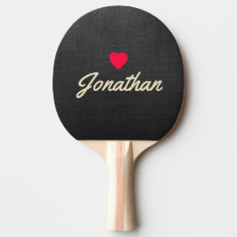Zwarte Canvas Vintage Hart Handtekening Tafeltennisbatje