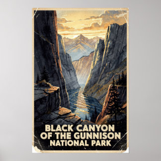 Zwarte Canyon van het Gunnison National Park Vinta Poster