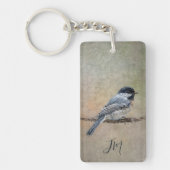 Zwarte-Capped Chickadee Bird Schilderen Initialen Sleutelhanger (Voorkant)