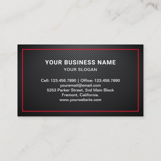 Zwarte Carbon Fiber Auto Slepen Service Sleepwagen Visitekaartje (Achterkant)