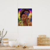 Zwarte Caribische vrouw met dreads Poster (Keuken)