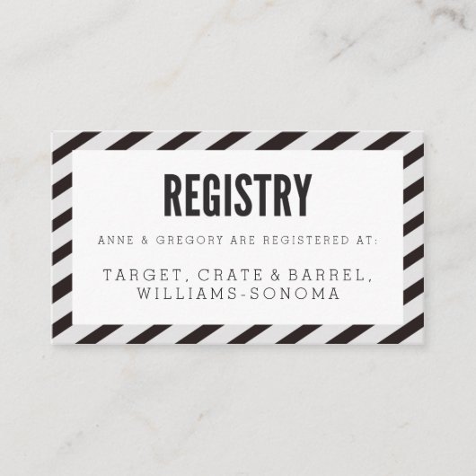 Zwarte Carnaval Stripes Registry Insert Kaart (Voorkant)