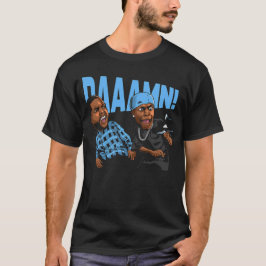 Zwarte Carolina 5 AJ5 Daaamn Grappige Retro Match T-shirt