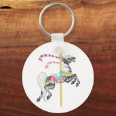 Zwarte Carrousel Paard Sleutelhanger (Voorkant)