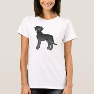 Zwarte Cartoon Dog Great Dane T-shirt