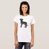 Zwarte Cartoon Dog Great Dane T-shirt (Voorkant volledig)