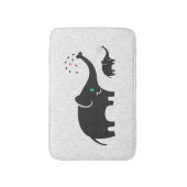 Zwarte Cartoon Elephants White Damasers Achtergron Badmat (Voorkant Verticaal)