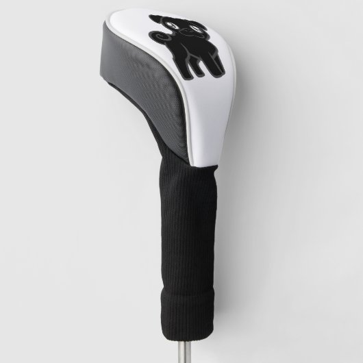 zwarte cartoon golfheadcover (Schuin)
