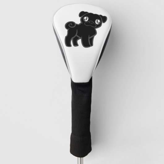 zwarte cartoon golfheadcover (Voorkant)