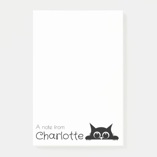 Zwarte cartoon kat naam voor meisjes post-it® notes (Voorkant)
