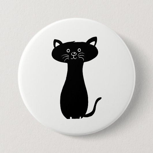 Zwarte Cartoon Kat Ronde Button 7,6 Cm (Voorkant)
