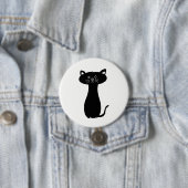 Zwarte Cartoon Kat Ronde Button 7,6 Cm (In situ)