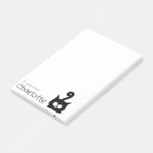 Zwarte cartoon kattennaam die leuk is post-it® notes (Schuin)