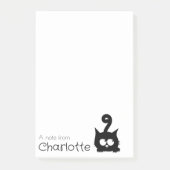 Zwarte cartoon kattennaam die leuk is post-it® notes (Voorkant)