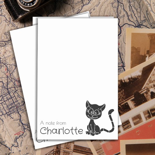 Zwarte cartoon kattennaam die leuk is post-it® notes