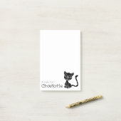 Zwarte cartoon kattennaam die leuk is post-it® notes (Op bureau)
