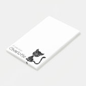 Zwarte cartoon kattennaam die leuk is post-it® notes (Schuin)