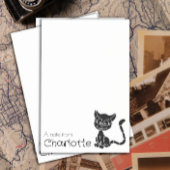 Zwarte cartoon kattennaam met een grappige uitdruk post-it® notes