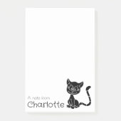 Zwarte cartoon kattennaam met een grappige uitdruk post-it® notes (Voorkant)